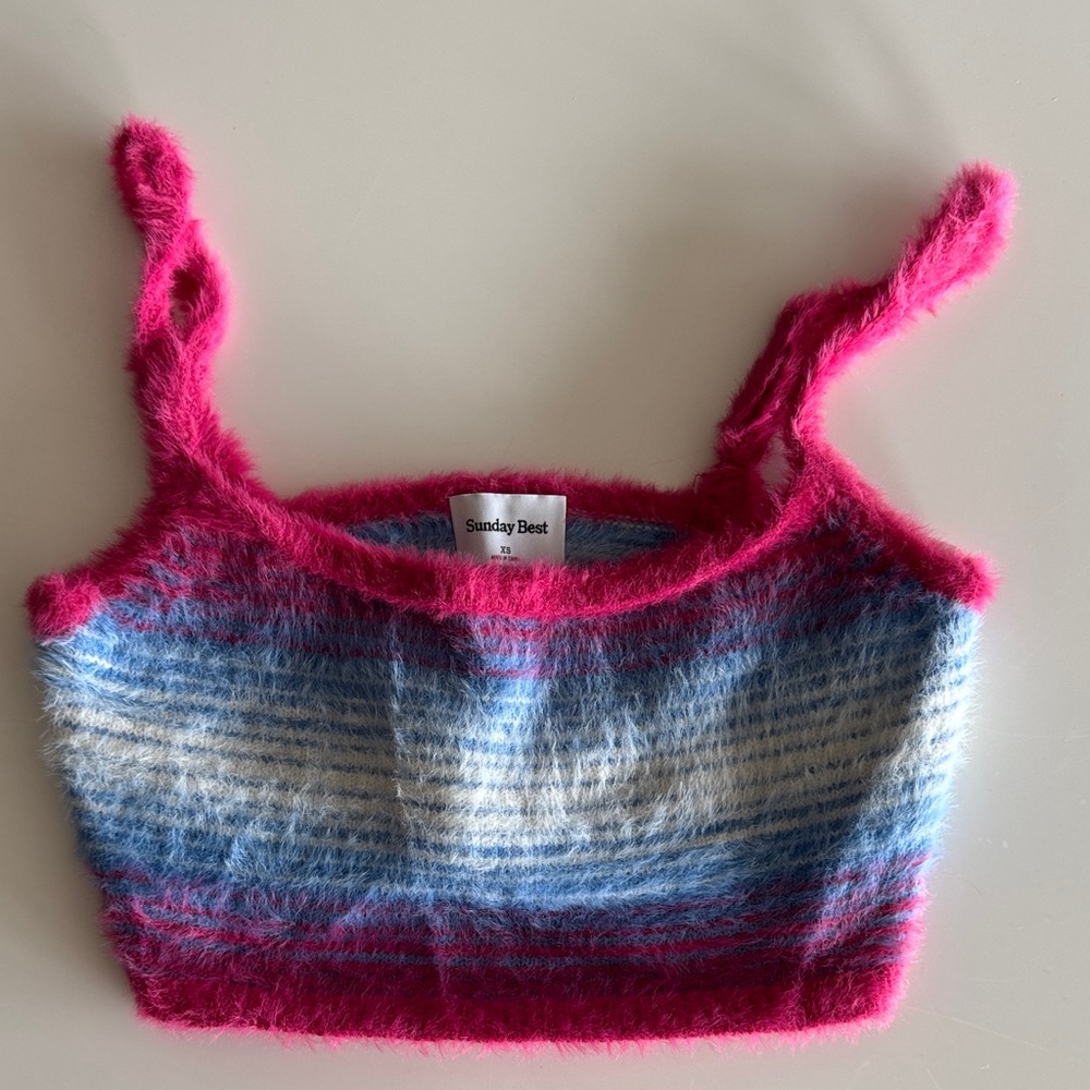 Sunday Best Vibrant Pink and Blue Striped Top